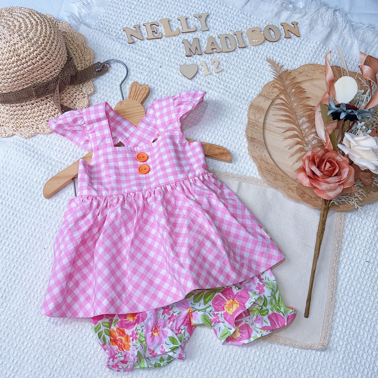 Nelly Madison 可愛粉花花套裝 12m