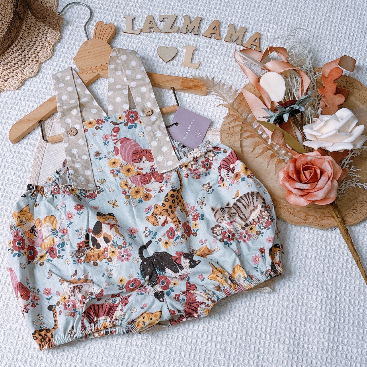 LazyMama 吊帶褲 L