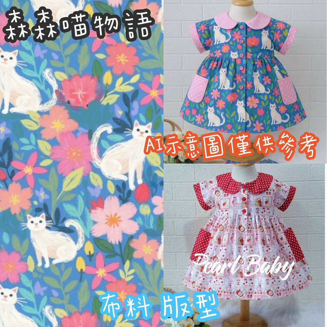 珍珠貝比 PEARL BABY 250802泰國預購PBV翻領套裝森森喵物語【V84】 80cm