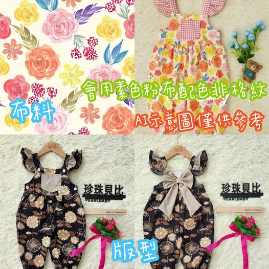 珍珠貝比 PEARL BABY 250810泰國PBJ手工連身褲梵花花【J255】 18m